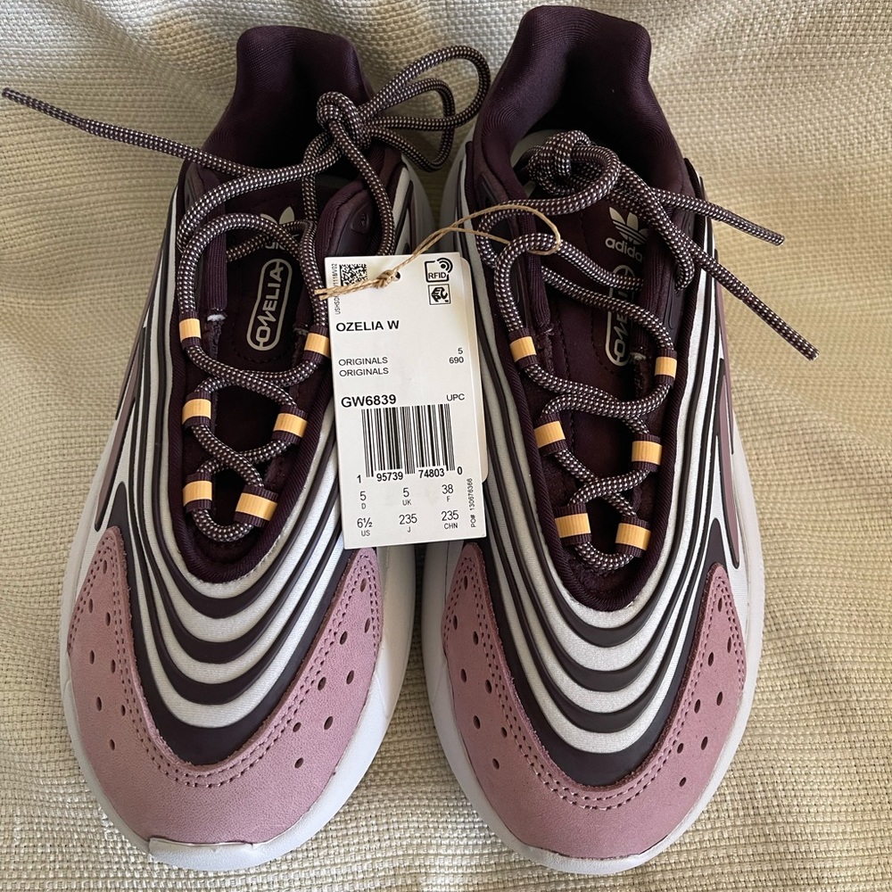 Adidas Originals Gray Adiprene Ozelia Sneakers 6.5  Shadow Maroon/Mauve/Gray